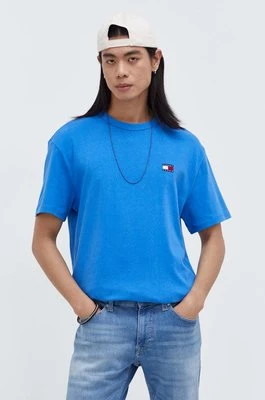 Tommy Jeans t-shirt bawełniany kolor niebieski z aplikacją DM0DM17995
