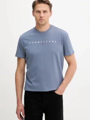 Tommy Jeans t-shirt bawełniany męski kolor niebieski z aplikacją DM0DM20744