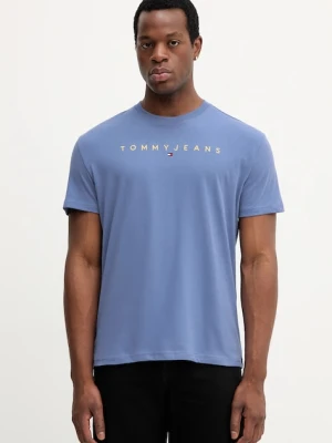 Tommy Jeans t-shirt bawełniany męski kolor niebieski z aplikacją DM0DM20744