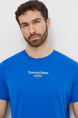 Tommy Jeans t-shirt bawełniany męski kolor niebieski z nadrukiem DM0DM18569CHEAPER