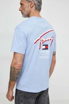 Tommy Jeans t-shirt bawełniany męski kolor niebieski z nadrukiem DM0DM18574