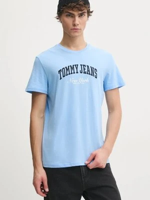 Tommy Jeans t-shirt bawełniany męski kolor niebieski z nadrukiem DM0DM20362