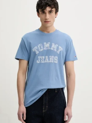 Tommy Jeans t-shirt bawełniany męski kolor niebieski z nadrukiem DM0DM20773