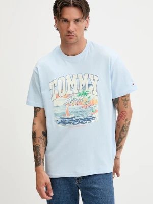 Tommy Jeans t-shirt bawełniany męski kolor niebieski z nadrukiem DM0DM21867