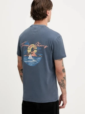 Tommy Jeans t-shirt bawełniany męski kolor niebieski z nadrukiem DM0DM21868