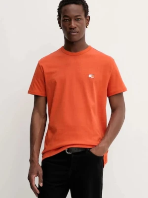 Tommy Jeans t-shirt bawełniany męski kolor pomarańczowy gładki DM0DM20322
