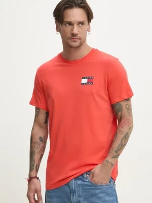 Tommy Jeans t-shirt bawełniany męski kolor pomarańczowy z nadrukiem DM0DM20740