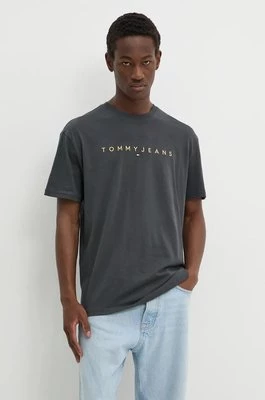 Tommy Jeans t-shirt bawełniany męski kolor szary z aplikacją DM0DM19694