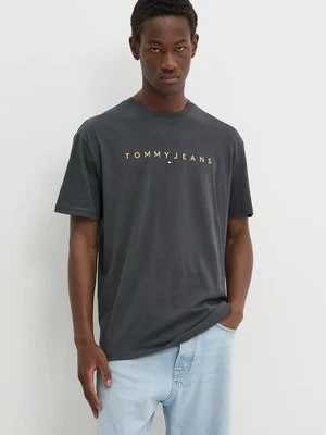 Tommy Jeans t-shirt bawełniany męski kolor szary z aplikacją DM0DM19694