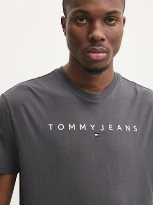 Tommy Jeans t-shirt bawełniany męski kolor szary z aplikacją DM0DM20744