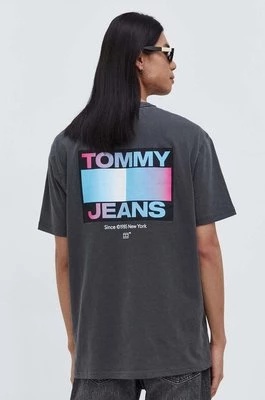 Tommy Jeans t-shirt bawełniany męski kolor szary z nadrukiem DM0DM18300