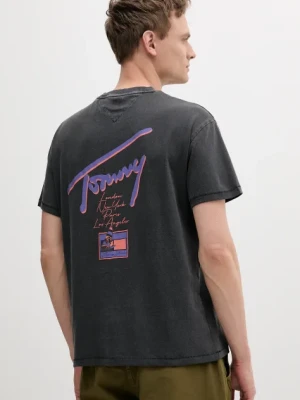 Tommy Jeans t-shirt bawełniany męski kolor szary z nadrukiem DM0DM20768