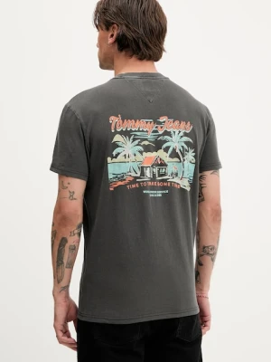 Tommy Jeans t-shirt bawełniany męski kolor szary z nadrukiem DM0DM21866