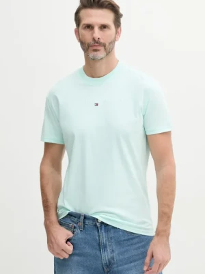 Tommy Jeans t-shirt bawełniany męski kolor turkusowy z aplikacją DM0DM20744