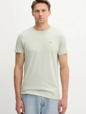 Tommy Jeans t-shirt bawełniany męski kolor zielony gładki DM0DM04411
