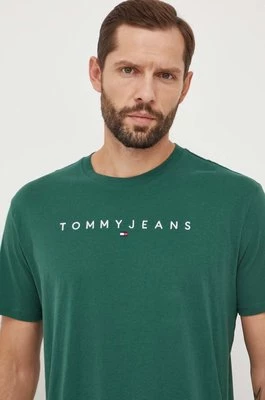 Tommy Jeans t-shirt bawełniany kolor zielony z aplikacją DM0DM17993