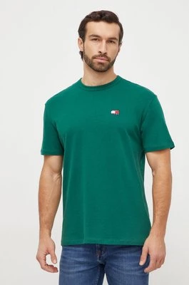 Tommy Jeans t-shirt bawełniany kolor zielony z aplikacją DM0DM17995