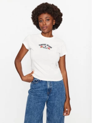 Tommy Jeans T-Shirt Bby Floral Flag DW0DW16449 Biały Slim Fit