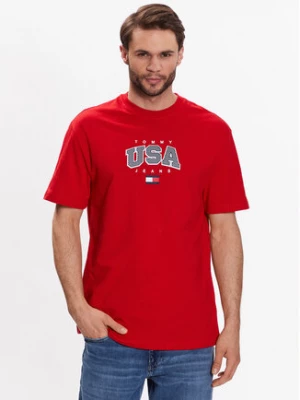 Tommy Jeans T-Shirt Classic Modern Sport USA DM0DM16406 Czerwony Regular Fit