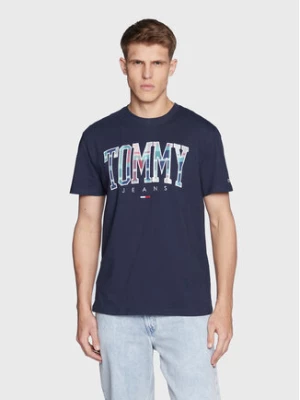 Tommy Jeans T-Shirt Classic Tartan DM0DM15666 Granatowy Classic Fit