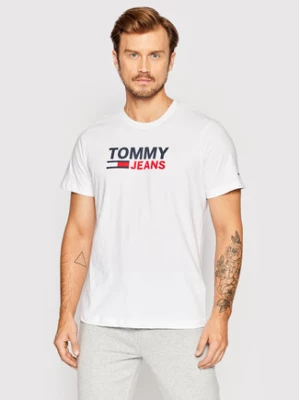 Tommy Jeans T-Shirt Corp Logo DM0DM15379 Biały Regular Fit