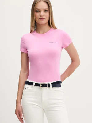 Tommy Jeans t-shirt damski bawełniany różowy