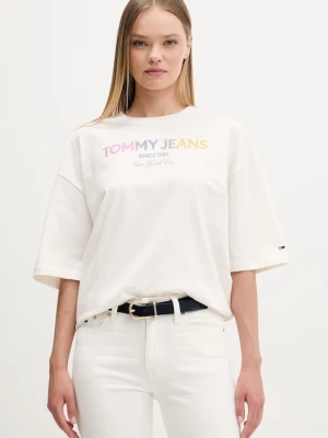 Tommy Jeans T-shirt damski bawełniany beżowy