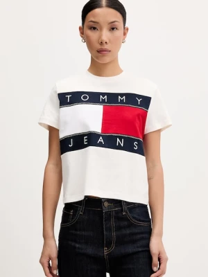 Tommy Jeans T-shirt damski bawełniany beżowy