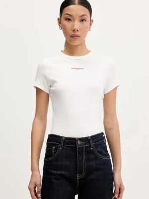 Tommy Jeans T-shirt damski bawełniany z elastanem biały