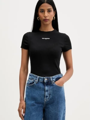 Tommy Jeans T-shirt damski bawełniany z elastanem czarny