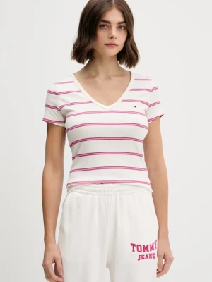 Tommy Jeans t-shirt damski kolor beżowy DW0DW17385