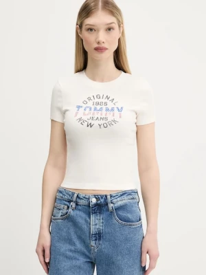 Tommy Jeans t-shirt damski kolor beżowy DW0DW21421