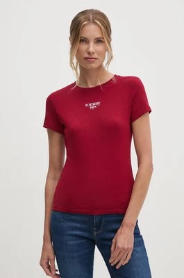 Tommy Jeans t-shirt damski kolor bordowy DW0DW18397