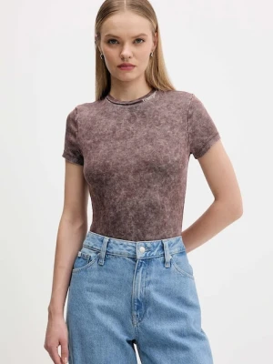 Tommy Jeans t-shirt damski kolor brązowy DW0DW21531