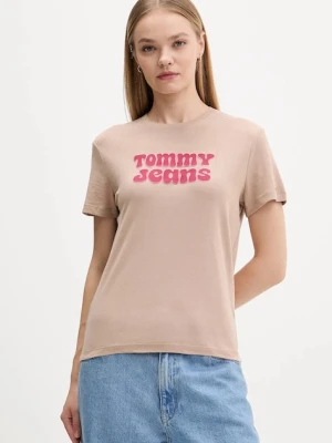 Tommy Jeans t-shirt damski kolor brązowy DW0DW21956