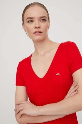 Tommy Jeans t-shirt damski kolor czerwony DW0DW17385
