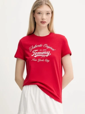 Tommy Jeans t-shirt damski kolor czerwony DW0DW21404