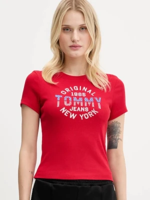 Tommy Jeans t-shirt damski kolor czerwony DW0DW21421