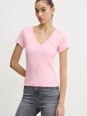 Zdjęcie produktu Tommy Jeans t-shirt damski kolor różowy DW0DW17385