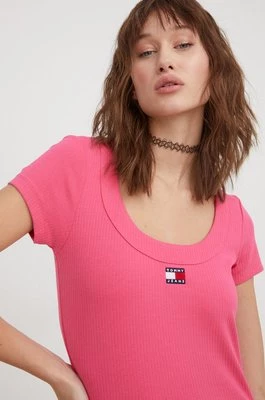 Tommy Jeans t-shirt damski kolor różowy DW0DW17396