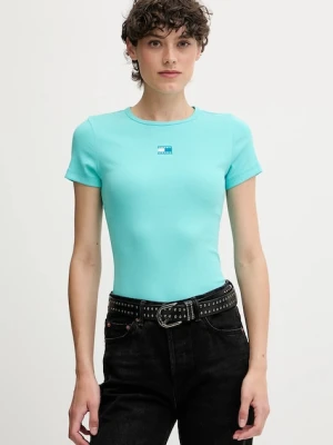 Tommy Jeans t-shirt damski kolor turkusowy DW0DW17881