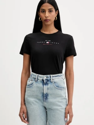 Tommy Jeans T-shirt damski z bawełną czarny