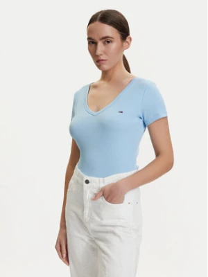 Tommy Jeans T-Shirt DW0DW17385 Niebieski jasny Slim Fit