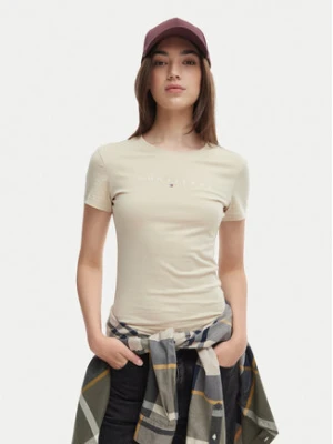 Tommy Jeans T-Shirt DW0DW18398 Beżowy jasny Slim Fit