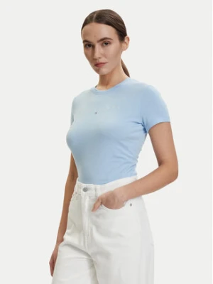 Tommy Jeans T-Shirt DW0DW18398 Niebieski jasny Slim Fit