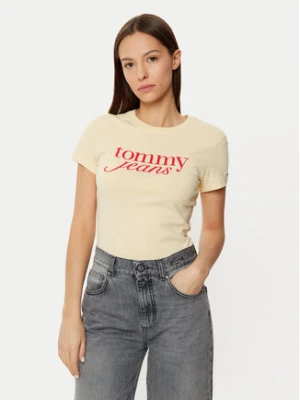 Tommy Jeans T-Shirt DW0DW19447 Żółty Slim Fit