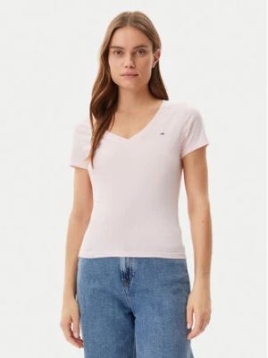 Tommy Jeans T-Shirt DW0DW20458 Różowy Slim Fit