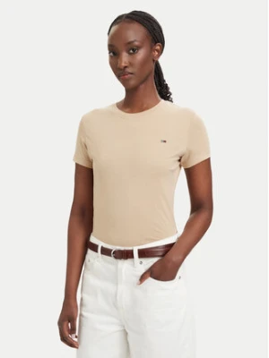Tommy Jeans T-Shirt DW0DW20459 Beżowy jasny Slim Fit