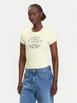 Tommy Jeans T-Shirt DW0DW21421 Écru Slim Fit
