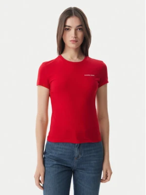 Tommy Jeans T-Shirt Ess Logo DW0DW23479 Czerwony ciemny Slim Fit